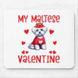 My Maltese Is My Valentine Hearts Costume Single O Mouse Mat