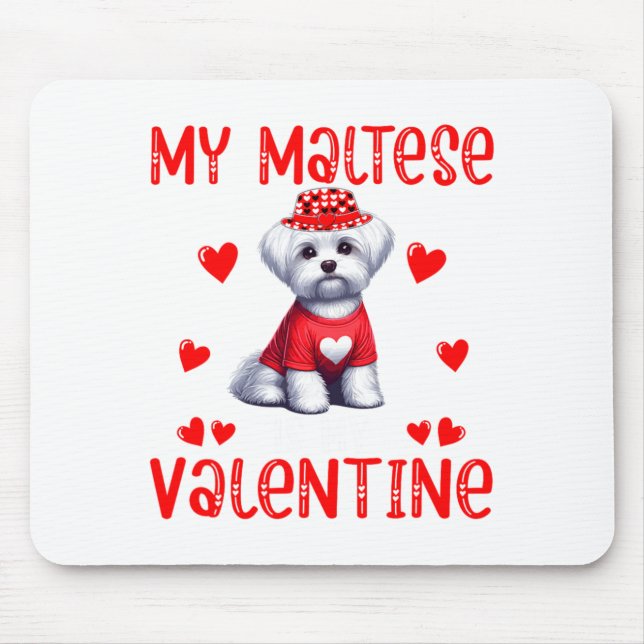 My Maltese Is My Valentine Hearts Costume Single O Mouse Mat (Front)