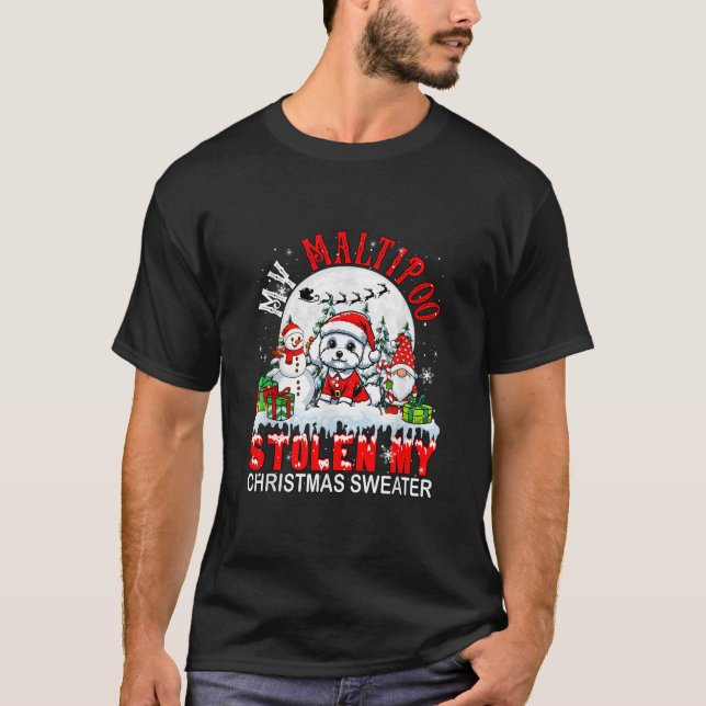 My Maltipoo Stolen My Christmas Sweater Santa Dog  (Front)