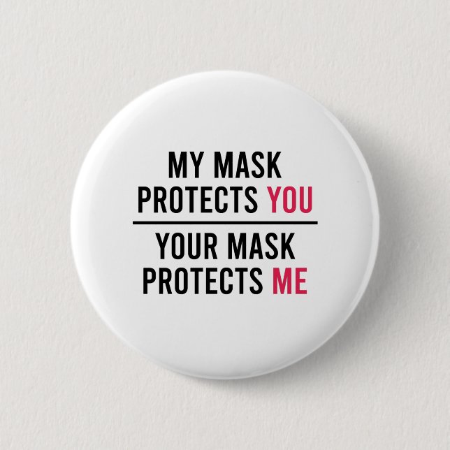My Mask Protects You, Your Mask Protects Me 6 Cm Round Badge (Front)