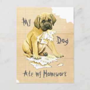 My Mastiff Ate My Homework Postcard