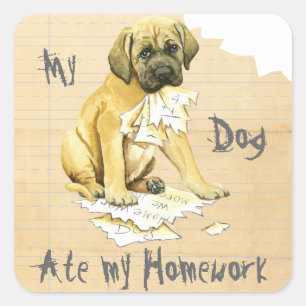 My Mastiff Ate My Homework Square Sticker