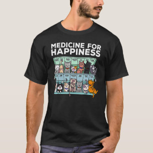 My Medicine For Happiness Called Cats Every Day Ki T-Shirt
