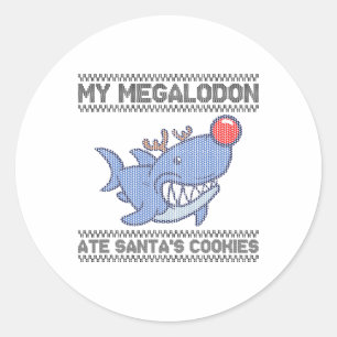 My Megalodon Ate Santa's Cookies - Megalodon Chris Classic Round Sticker