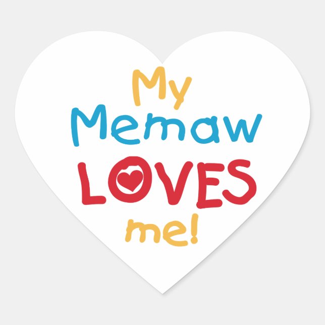 My Memaw Loves Me T-shirts and Gifts Heart Sticker (Front)