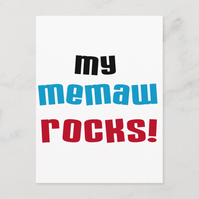 My Memaw Rocks T-shirts and Gifts Postcard (Front)