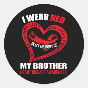 My Memory Of My Brother Heart Disease Awareness  Classic Round Sticker