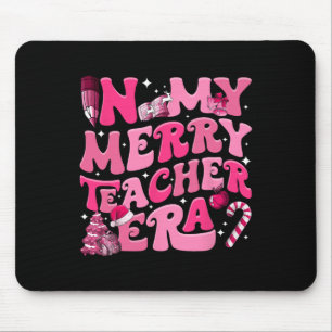 My Merry Teacher Era Retro Groovy Teacher Christma Mouse Mat