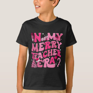 My Merry Teacher Era Retro Groovy Teacher Christma T-Shirt