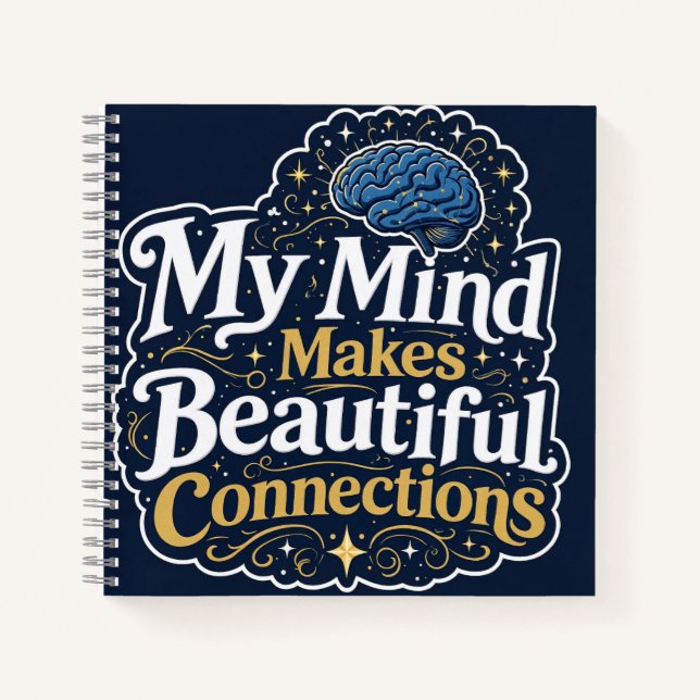 My Mind Makes Beautiful Connections Vintage Brain Notebook (Front)