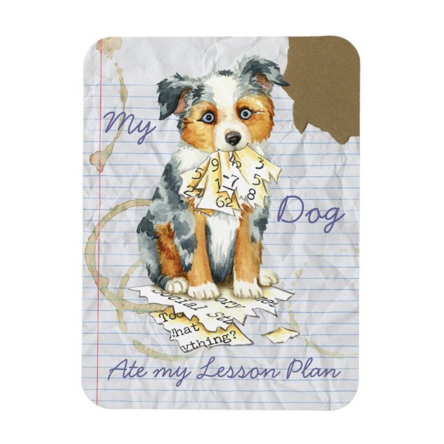 My Mini American Shepherd Ate My Lesson Plan Magnet (Vertical)