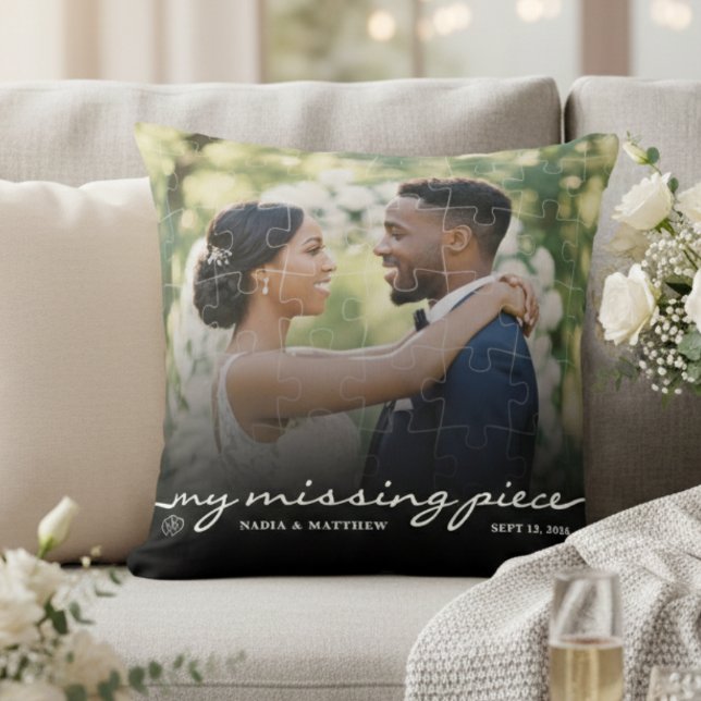 My Missing Piece Photo Jigsaw Puzzle Wedding Cushion (My Missing Piece Photo Jigsaw Puzzle Wedding Throw Pillow
)