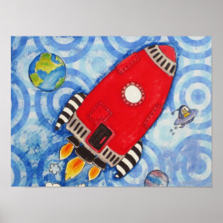 My Moon Rocket in Red Print