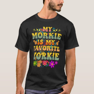 My Morkie, is My Favourite Yorkie   Retro Groovy L T-Shirt