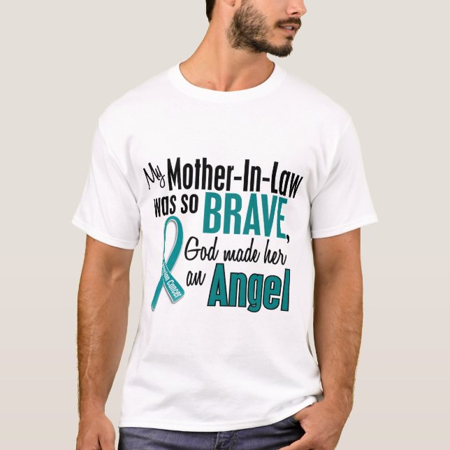 My Mother-In-Law Is An Angel 1 Ovarian Cancer T-Shirt (Front)