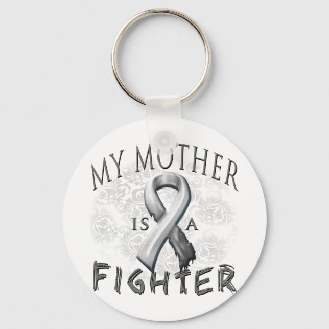 My Mother Is A Fighter Grey Key Ring (Front)