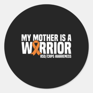 My Mother Is A Warrior Orange Ribbon Rsdcrps Aware Classic Round Sticker