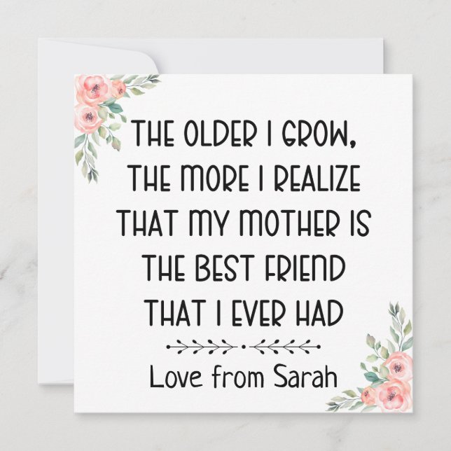 my mother is my best friend, Sentimental gift Holiday Card (Front)