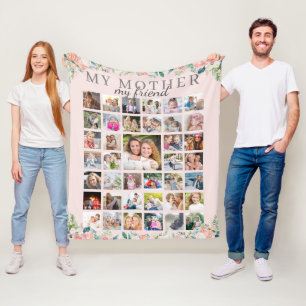 MY MOTHER MY FRIEND Photo Collage Mother Daughter Fleece Blanket