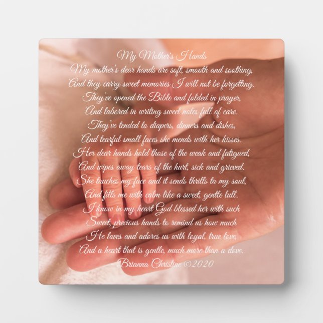 My Mother's Hands Poem Plaque (Front)