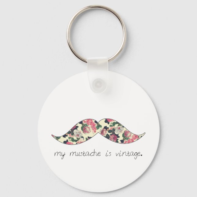 my moustache is vintage keychain (Front)
