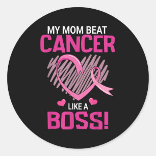 My Mum Beat Breast Cancer Like A Boss Warrior Surv Classic Round Sticker