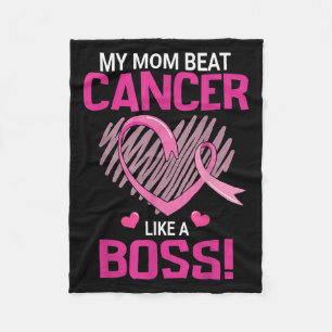 My Mum Beat Breast Cancer Like A Boss Warrior Surv Fleece Blanket