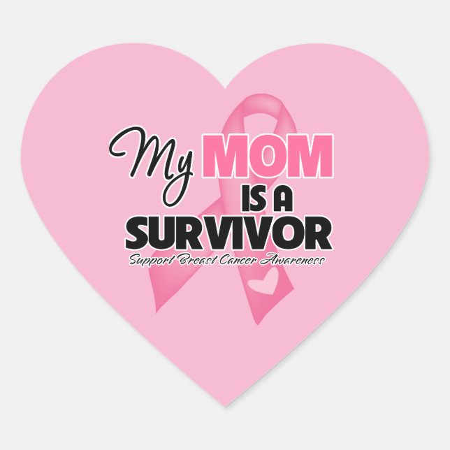 My Mum is a Survivor - Breast Cancer Heart Sticker (Front)