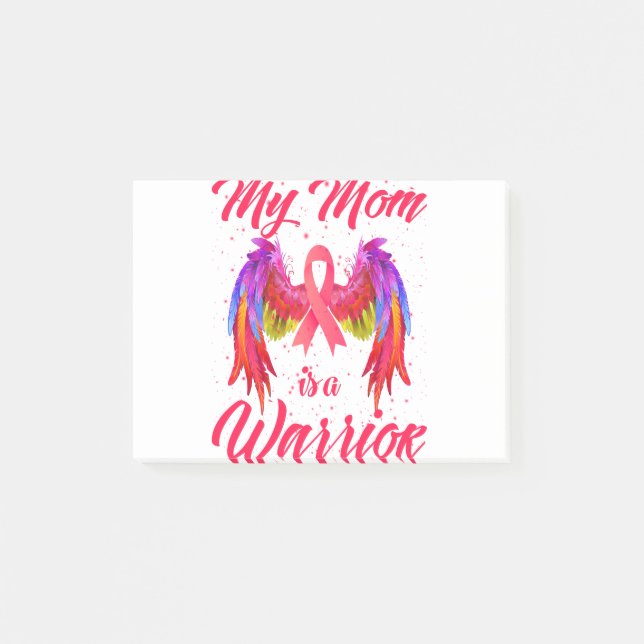 My Mum Is A Warrior Breast Cancer Awareness Wings. Post-it Notes (Front)