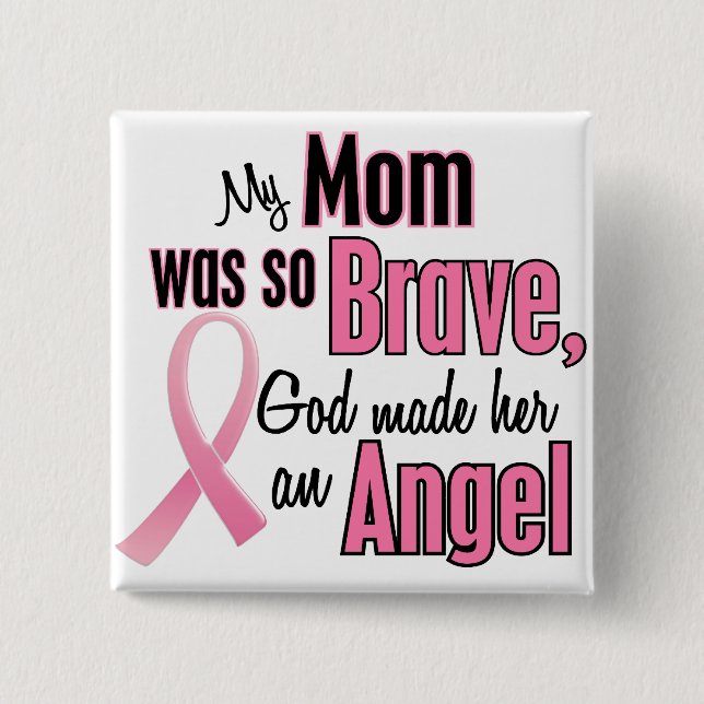 My Mum Is An Angel Breast Cancer 15 Cm Square Badge (Front)