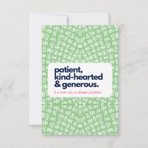 My Mum is Priceless-Patient, Kind & Generous Thank You Card