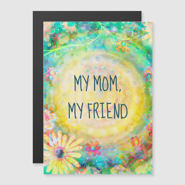 My Mum, My Friend Pretty Floral Magnetic Card (Front/Back)
