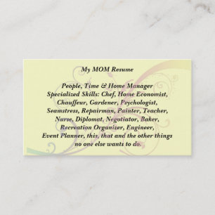 My Mum Resume Calling Card  flourish