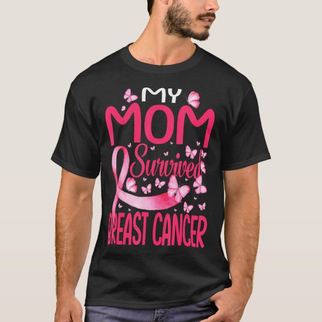 My Mum Survived Breast Cancer Awareness Survivor T-Shirt (Front)