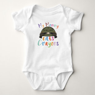 My Mummy Eats Crayons - Custom Military Army Baby Bodysuit
