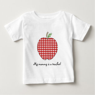 My Mummy is a Teacher Shirt- Red Gingham Apple Baby T-Shirt