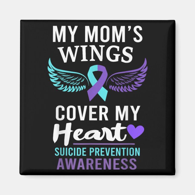 My Mum's Wings Cover Heart Suicide Awareness Ribbo Magnet (Front)