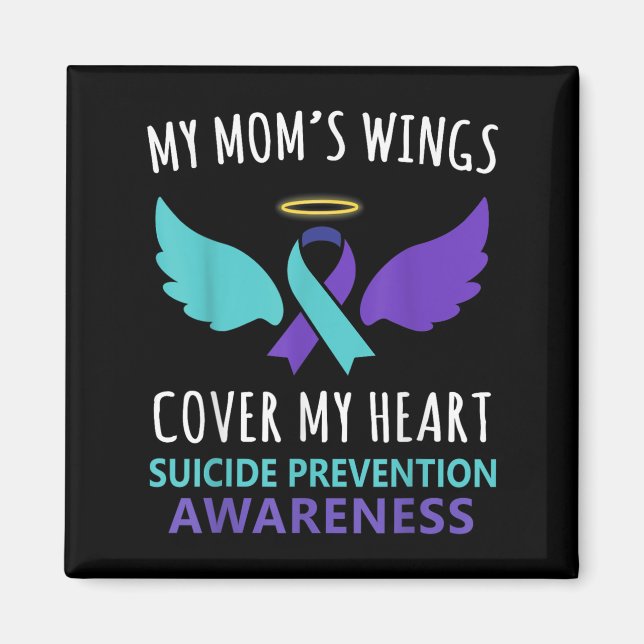 My Mum's Wings Cover Heart Suicide Awareness Ribbo Magnet (Front)