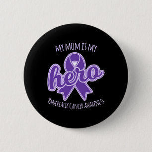 My Mum's Wings Cover My Heart Pancreatic Cancer Aw 6 Cm Round Badge