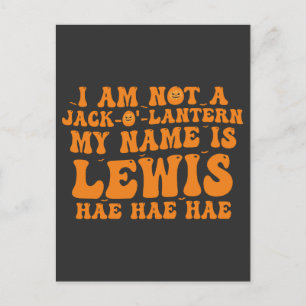 My name is Lewis jack o lantern pumpkin Halloween  Invitation Postcard