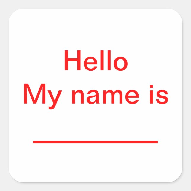 My name is square sticker (Front)