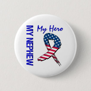My Nephew My Hero Patriotic Grunge Ribbon 6 Cm Round Badge