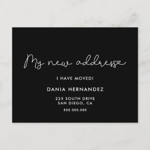 My new address Cute moving announcement black Postcard