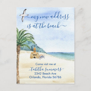 My New Address Moved Beach Ocean Sea Announcement Postcard