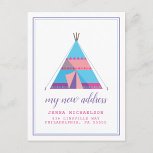 My New Address   Pastel Teepee Home Postcard