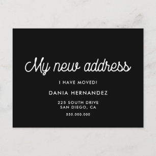 My new address Retro moving announcement black Postcard
