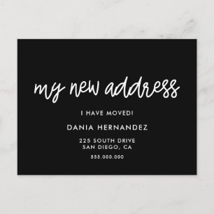 My new address Simple moving announcement black Postcard