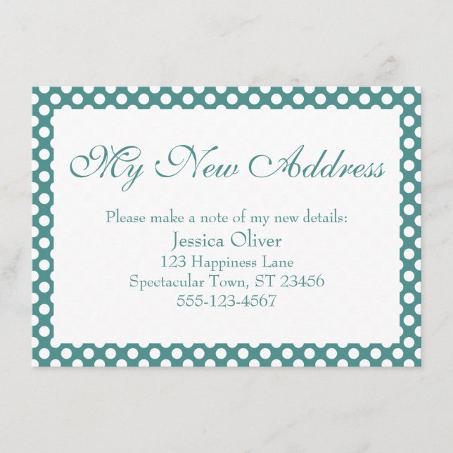 My New Address w/ Light Teal and White Polka Dots Enclosure Card (Front)