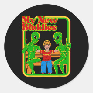My New Buddies Funny Vintage Child Game  Classic Round Sticker