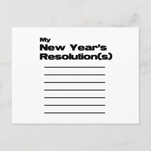 My New Year's Resolution(s) List Holiday Postcard (Front)